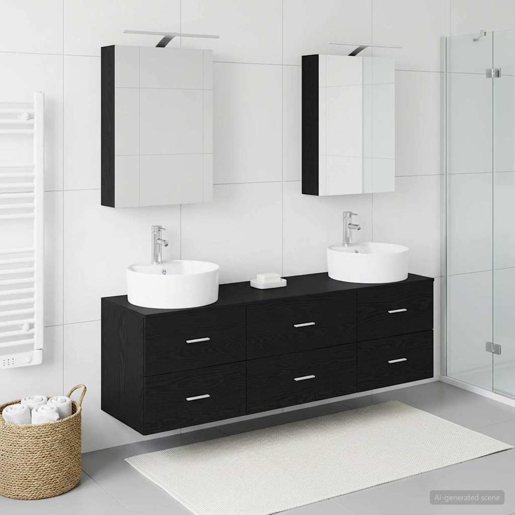 vidaXL Bathroom Furniture Set 5 pcs Black Oak 4