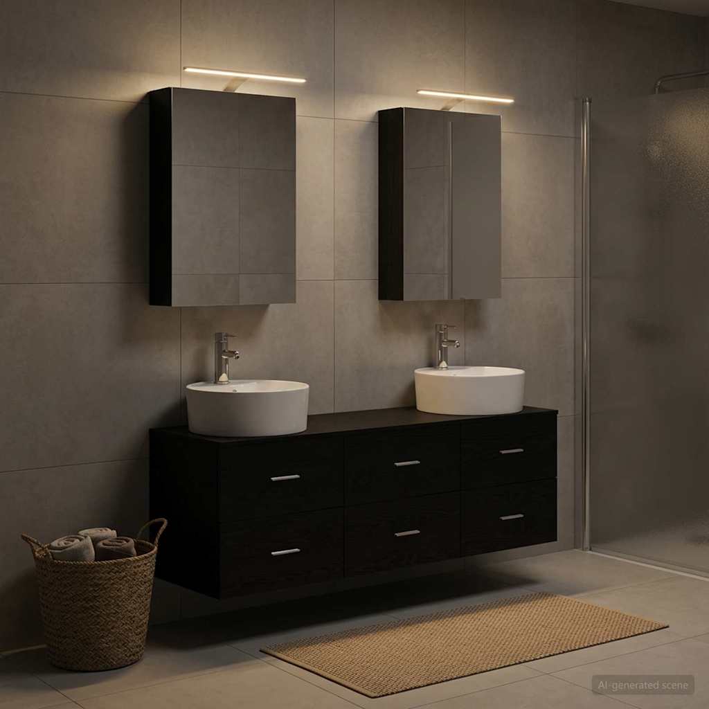 vidaXL Bathroom Furniture Set 5 pcs Black Oak 1