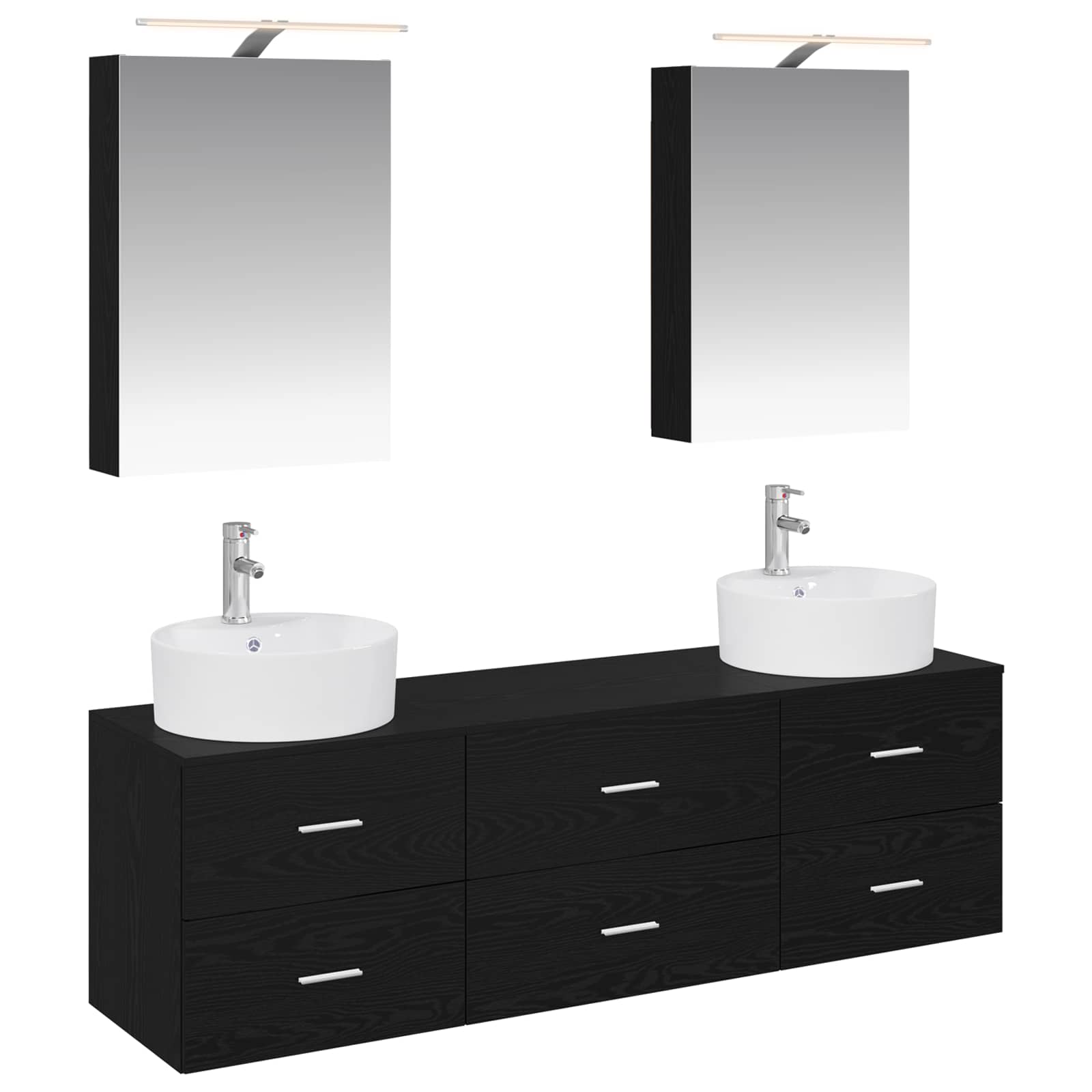 vidaXL Bathroom Furniture Set 5 pcs Black Oak 2