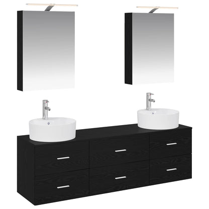 vidaXL Bathroom Furniture Set 5 pcs Black Oak 2