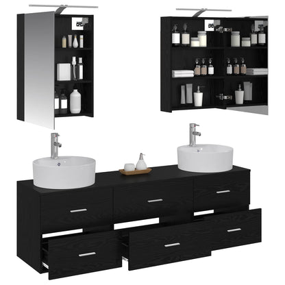 vidaXL Bathroom Furniture Set 5 pcs Black Oak 3