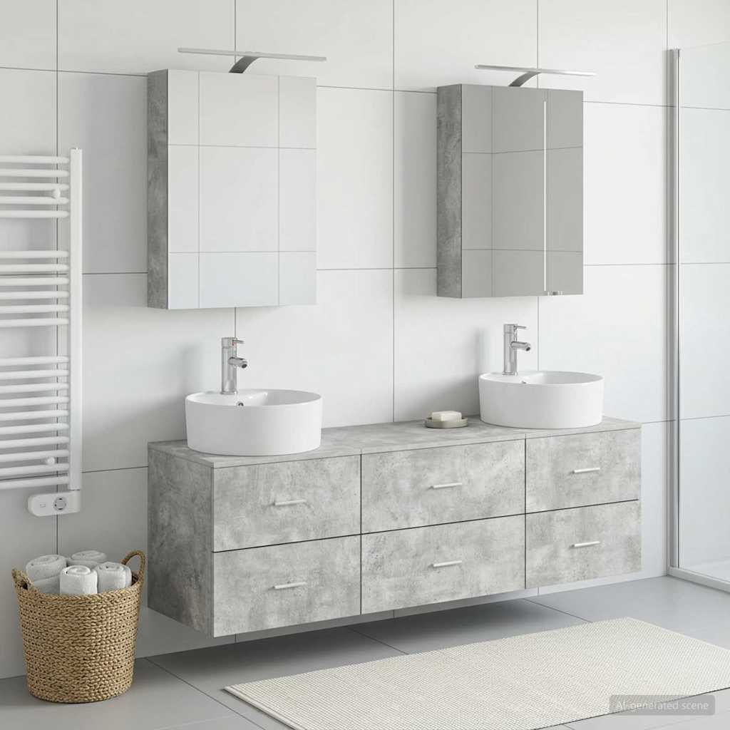 vidaXL Bathroom Furniture Set 5 pcs Concrete Grey 4