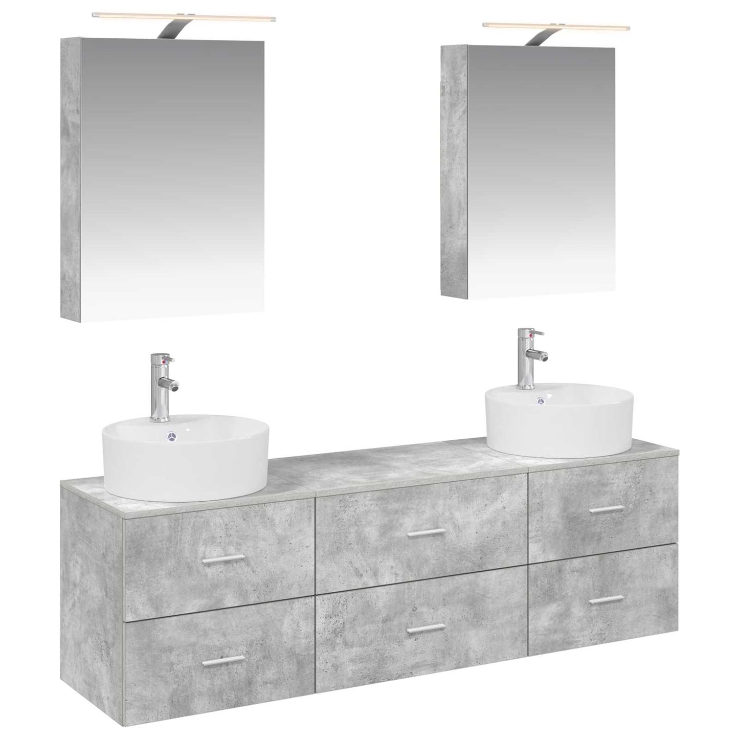 vidaXL Bathroom Furniture Set 5 pcs Concrete Grey 2