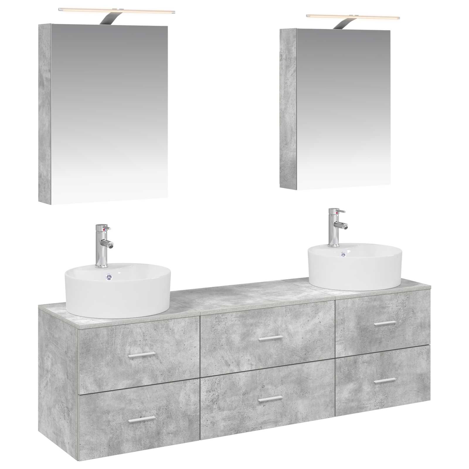 vidaXL Bathroom Furniture Set 5 pcs Concrete Grey 2