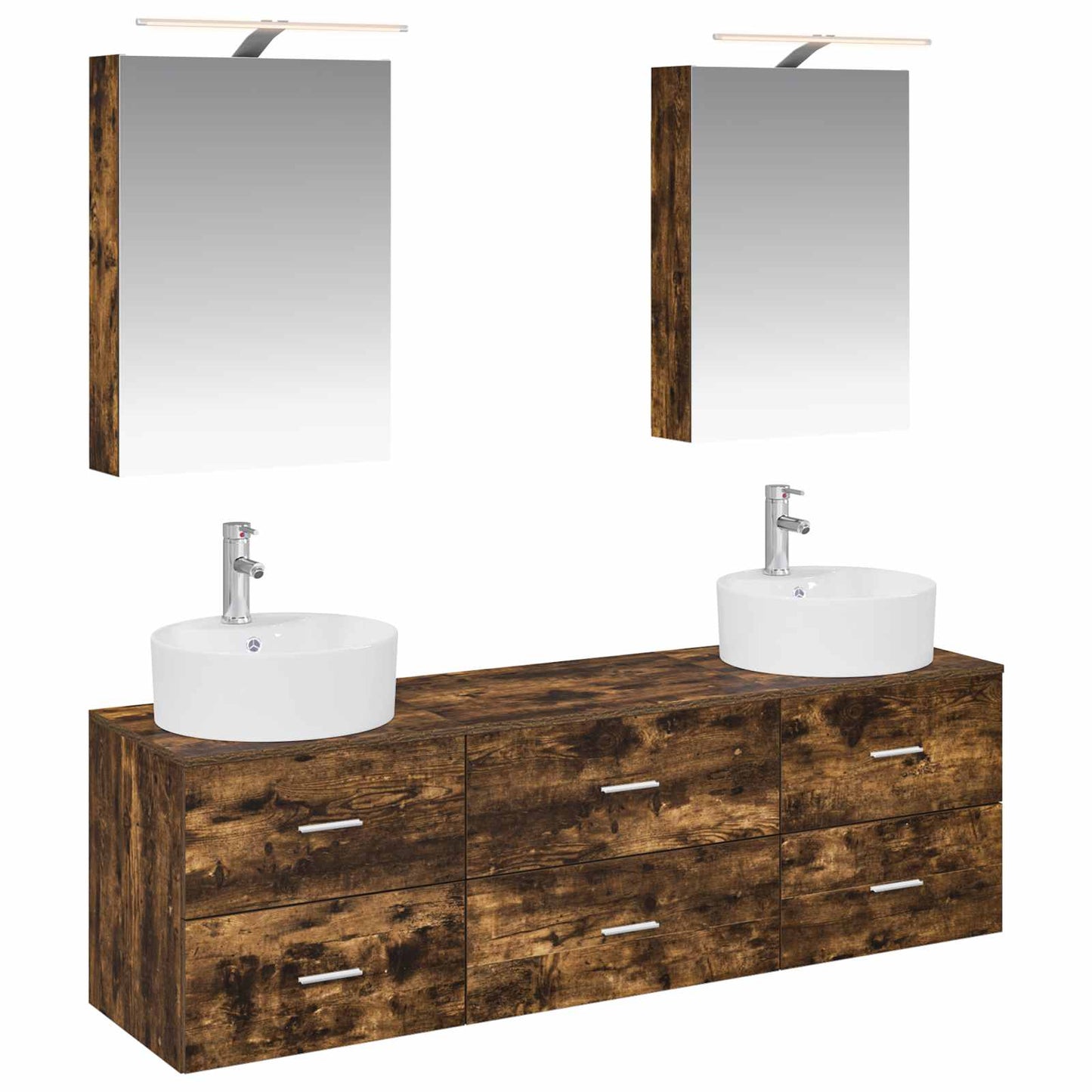 vidaXL Bathroom Furniture Set 5 pcs Smoked Oak 2