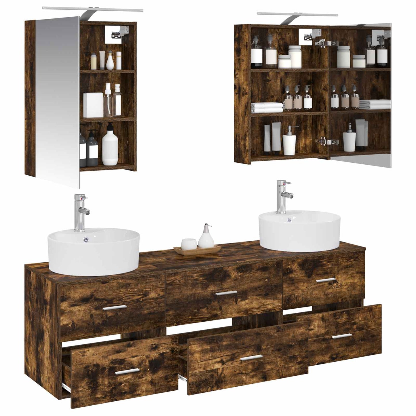vidaXL Bathroom Furniture Set 5 pcs Smoked Oak 3