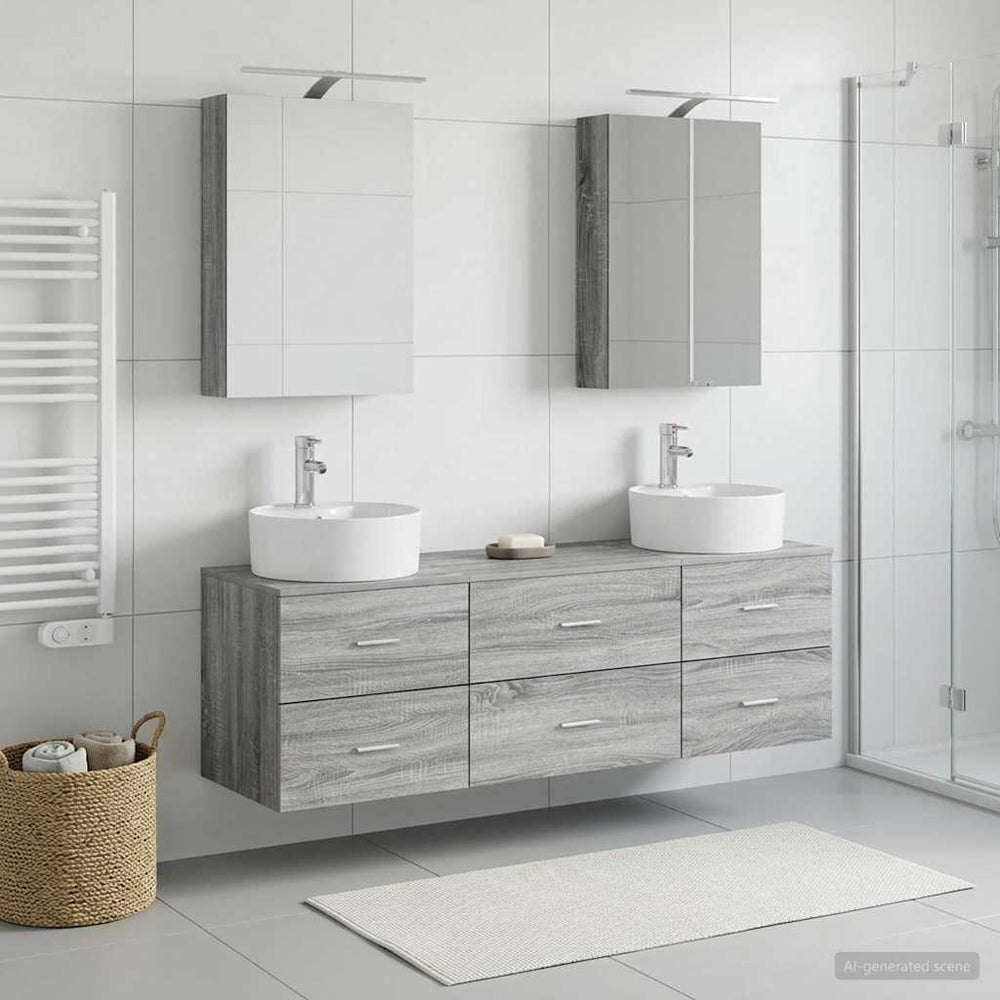 vidaXL Bathroom Furniture Set 5 pcs Grey Sonoma