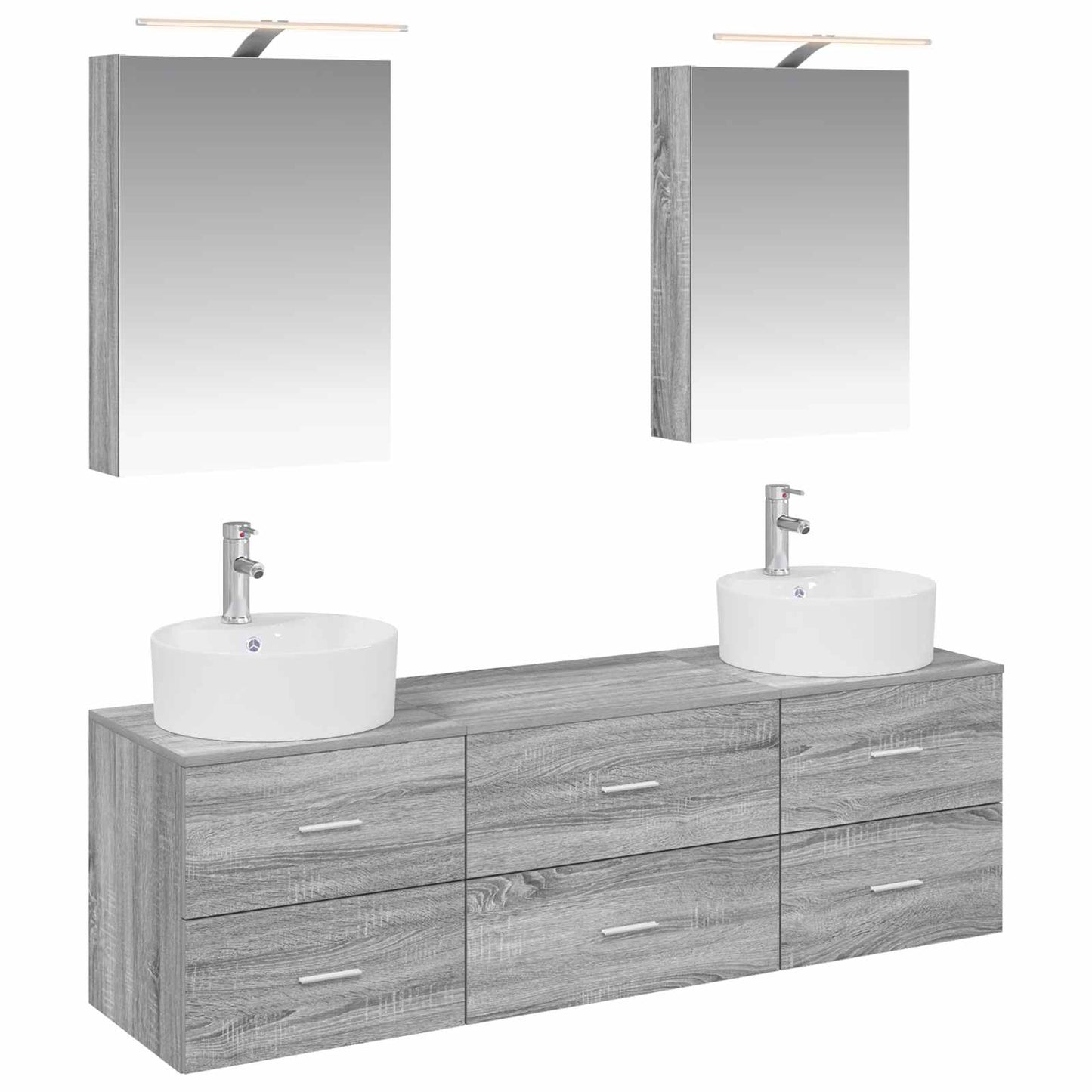 vidaXL Bathroom Furniture Set 5 pcs Grey Sonoma 2