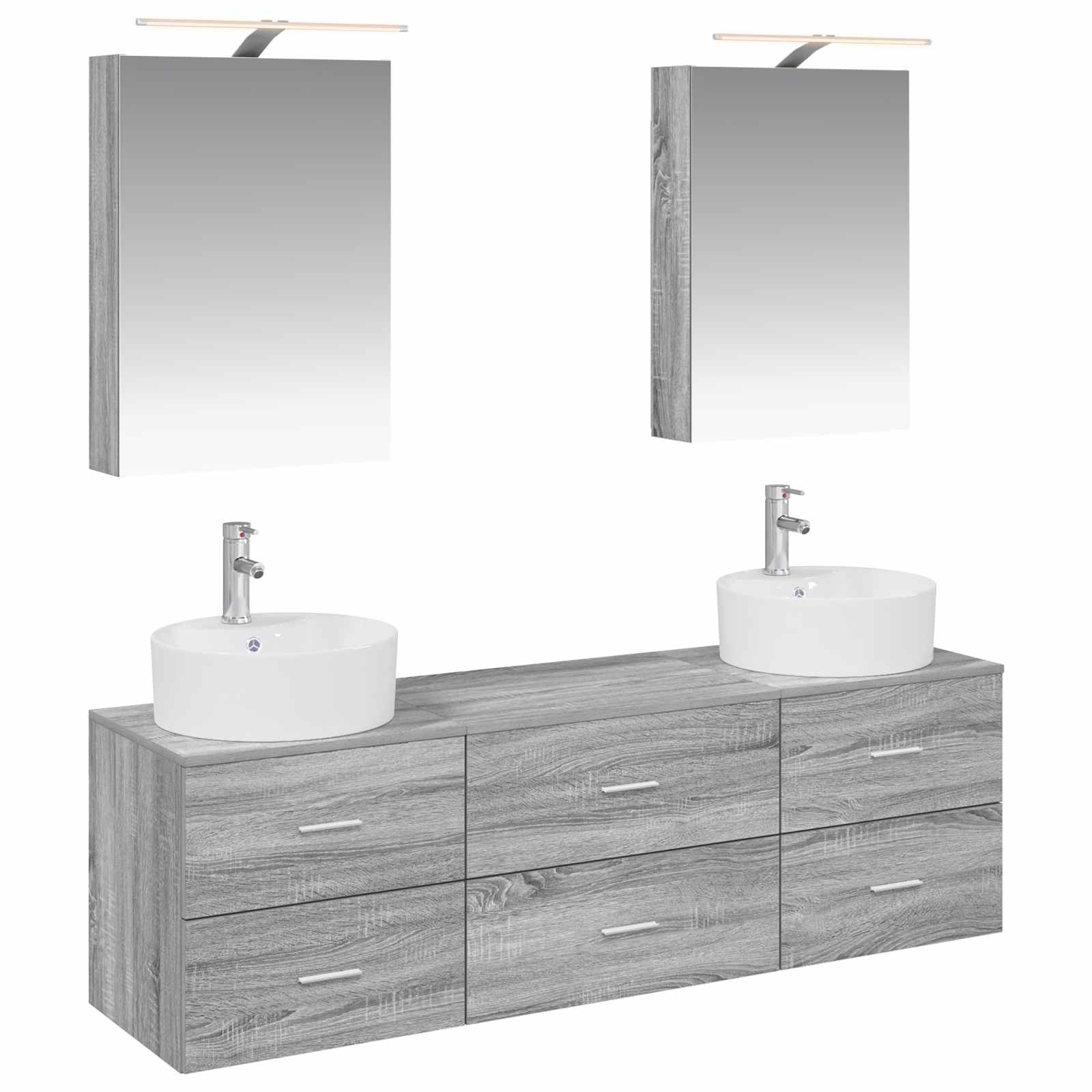 vidaXL Bathroom Furniture Set 5 pcs Grey Sonoma 2