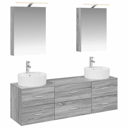 vidaXL Bathroom Furniture Set 5 pcs Grey Sonoma 2
