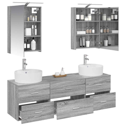 vidaXL Bathroom Furniture Set 5 pcs Grey Sonoma 3