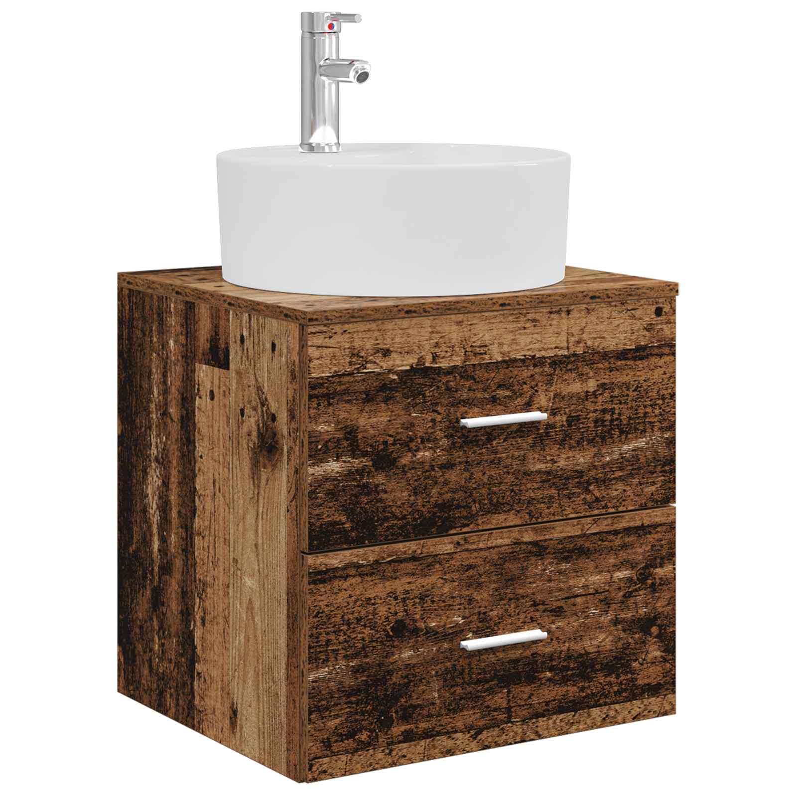 vidaXL Bathroom Furniture Set 5 pcs Old Wood Engineered Wood and Glass 5