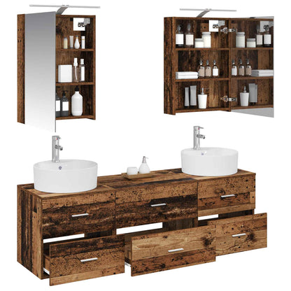 vidaXL Bathroom Furniture Set 5 pcs Old Wood Engineered Wood and Glass 3