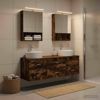 vidaXL Bathroom Furniture Set 5 pcs Smoked Oak 4