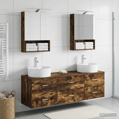 vidaXL Bathroom Furniture Set 5 pcs Smoked Oak 1