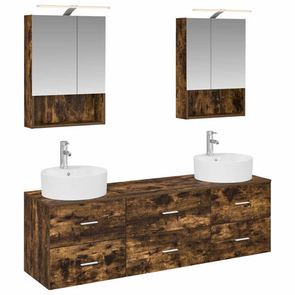 vidaXL Bathroom Furniture Set 5 pcs Smoked Oak 2