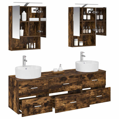 vidaXL Bathroom Furniture Set 5 pcs Smoked Oak 3