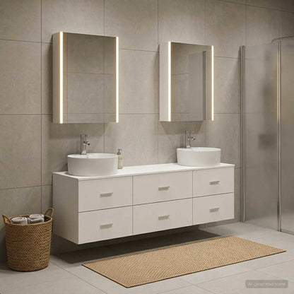 vidaXL Bathroom Furniture Set 5 pcs White Engineered Wood and Glass 4