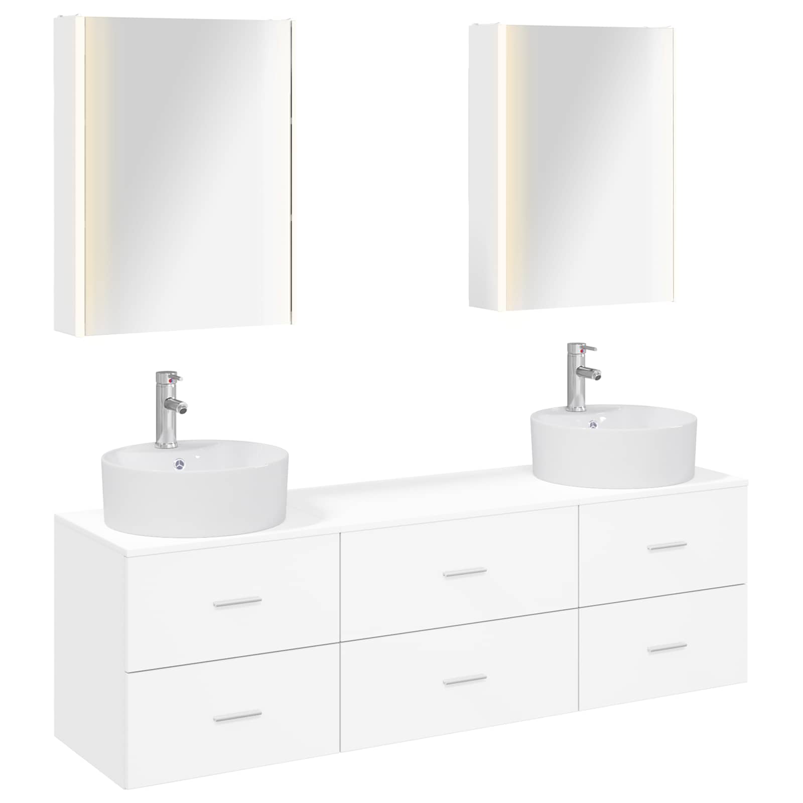 vidaXL Bathroom Furniture Set 5 pcs White Engineered Wood and Glass 2