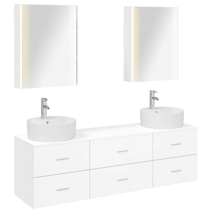 vidaXL Bathroom Furniture Set 5 pcs White Engineered Wood and Glass 2