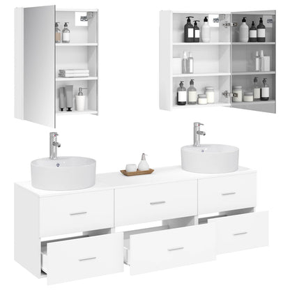 vidaXL Bathroom Furniture Set 5 pcs White Engineered Wood and Glass 3