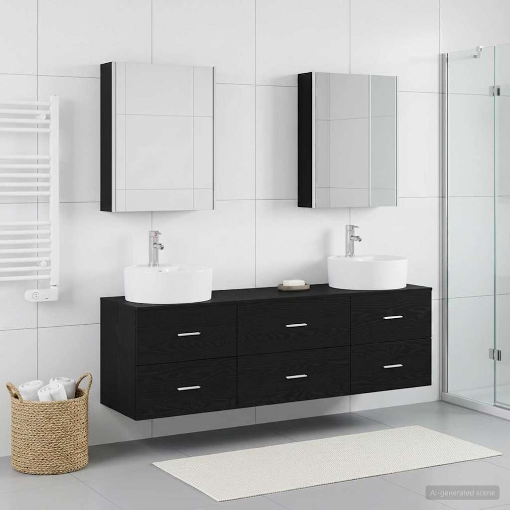 vidaXL Bathroom Furniture Set 5 pcs Black Oak 4