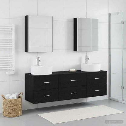 vidaXL Bathroom Furniture Set 5 pcs Black Oak 4