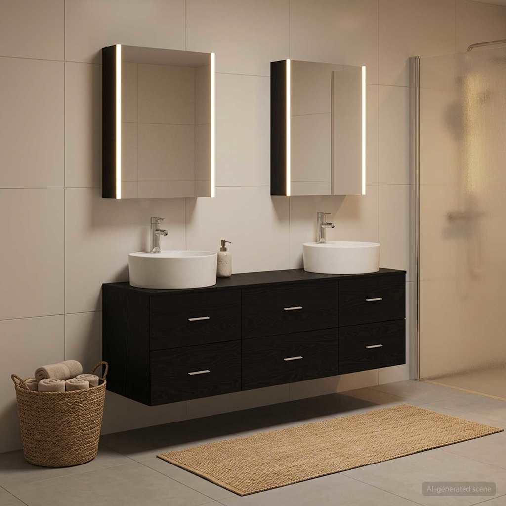 vidaXL Bathroom Furniture Set 5 pcs Black Oak 1