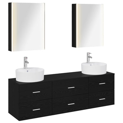 vidaXL Bathroom Furniture Set 5 pcs Black Oak 2