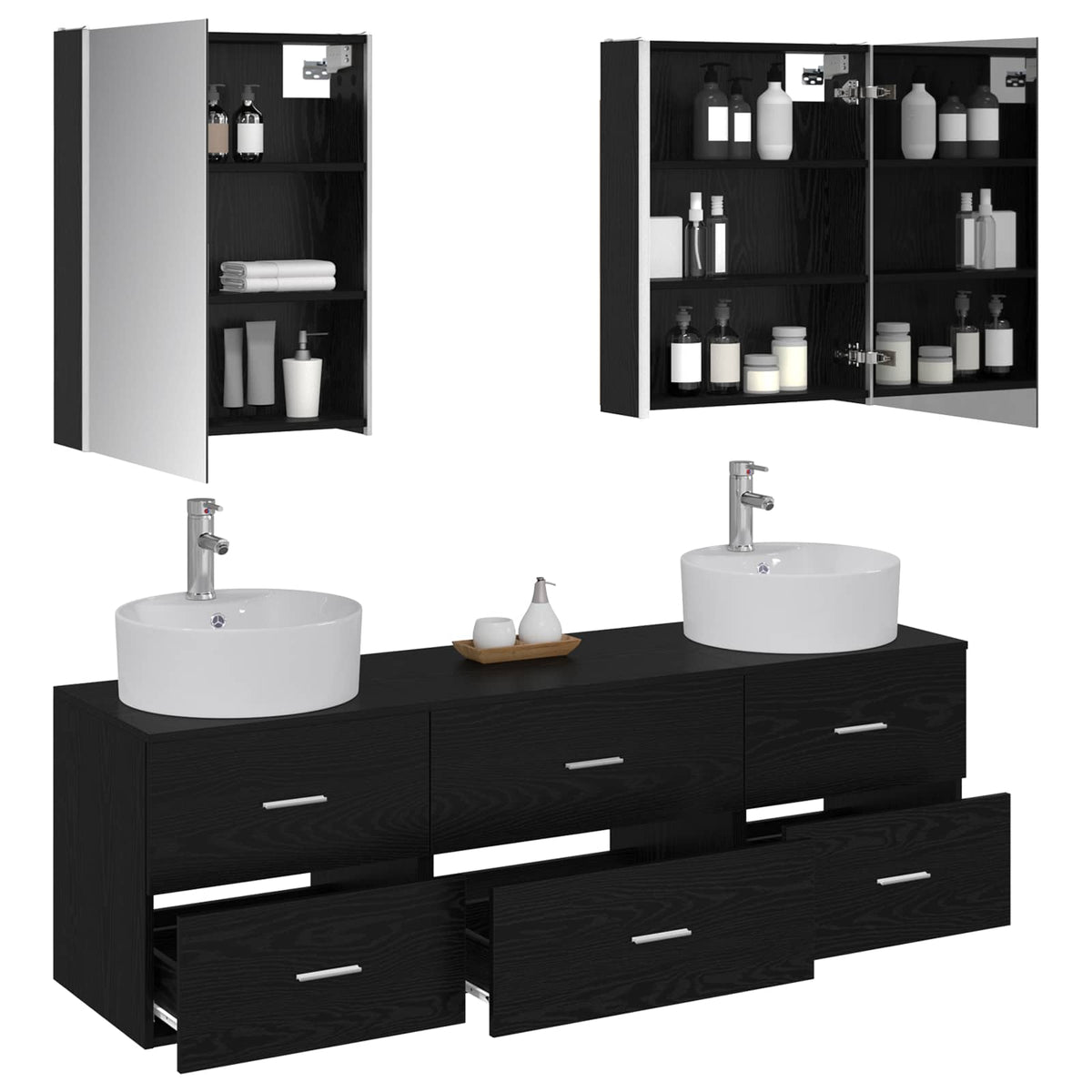 Bathroom Furniture Set 5 pcs 53 x 15.5 x 70 cm Black oak