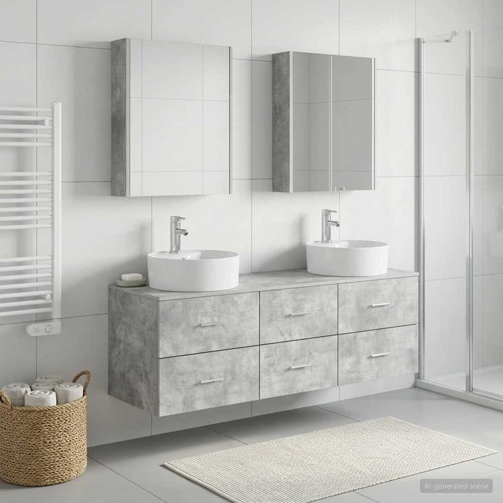 vidaXL Bathroom Furniture Set 5 pcs Concrete Grey