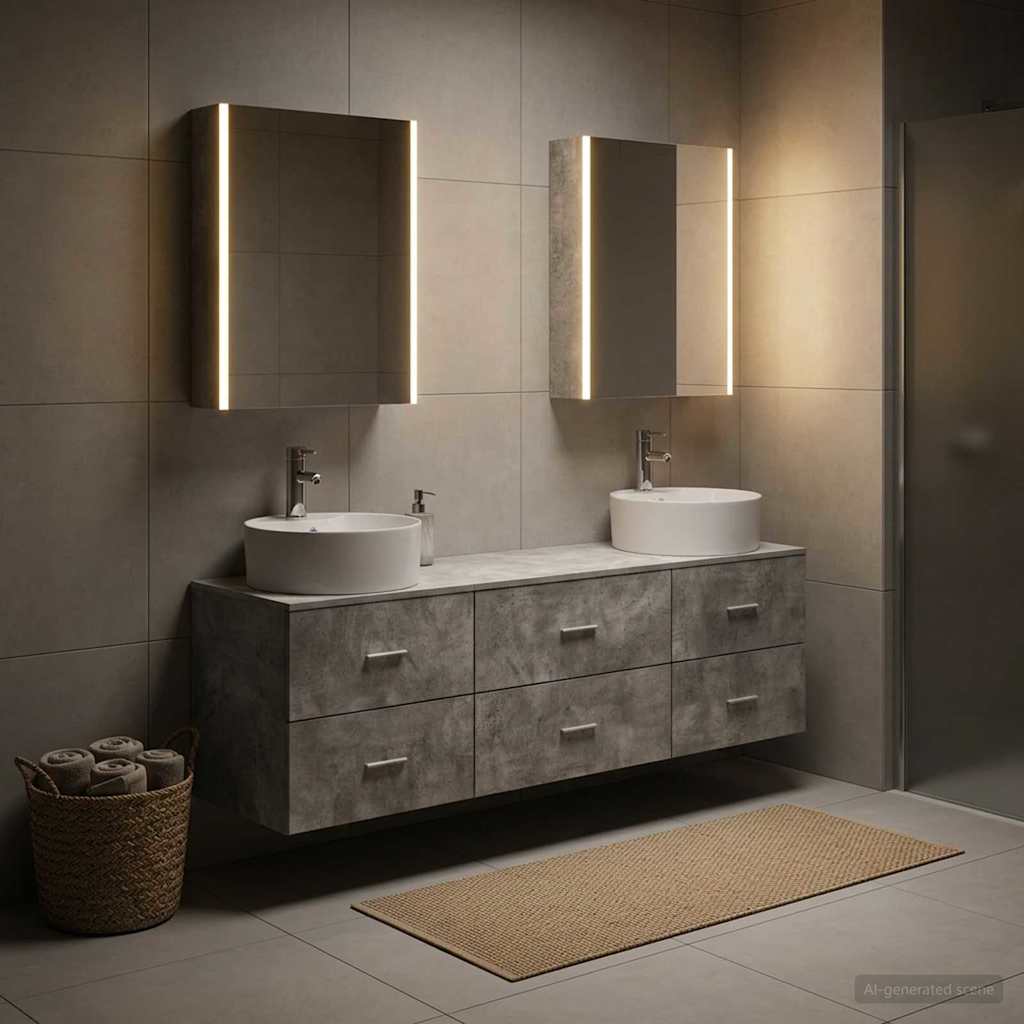 vidaXL Bathroom Furniture Set 5 pcs Concrete Grey 4