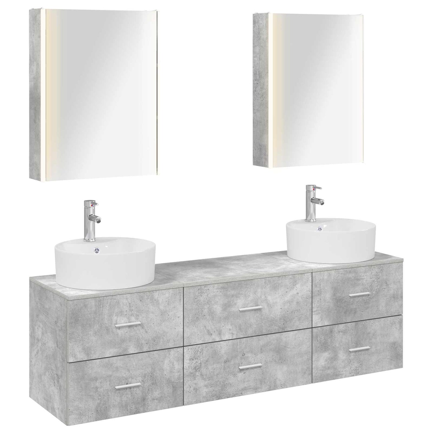 vidaXL Bathroom Furniture Set 5 pcs Concrete Grey 2