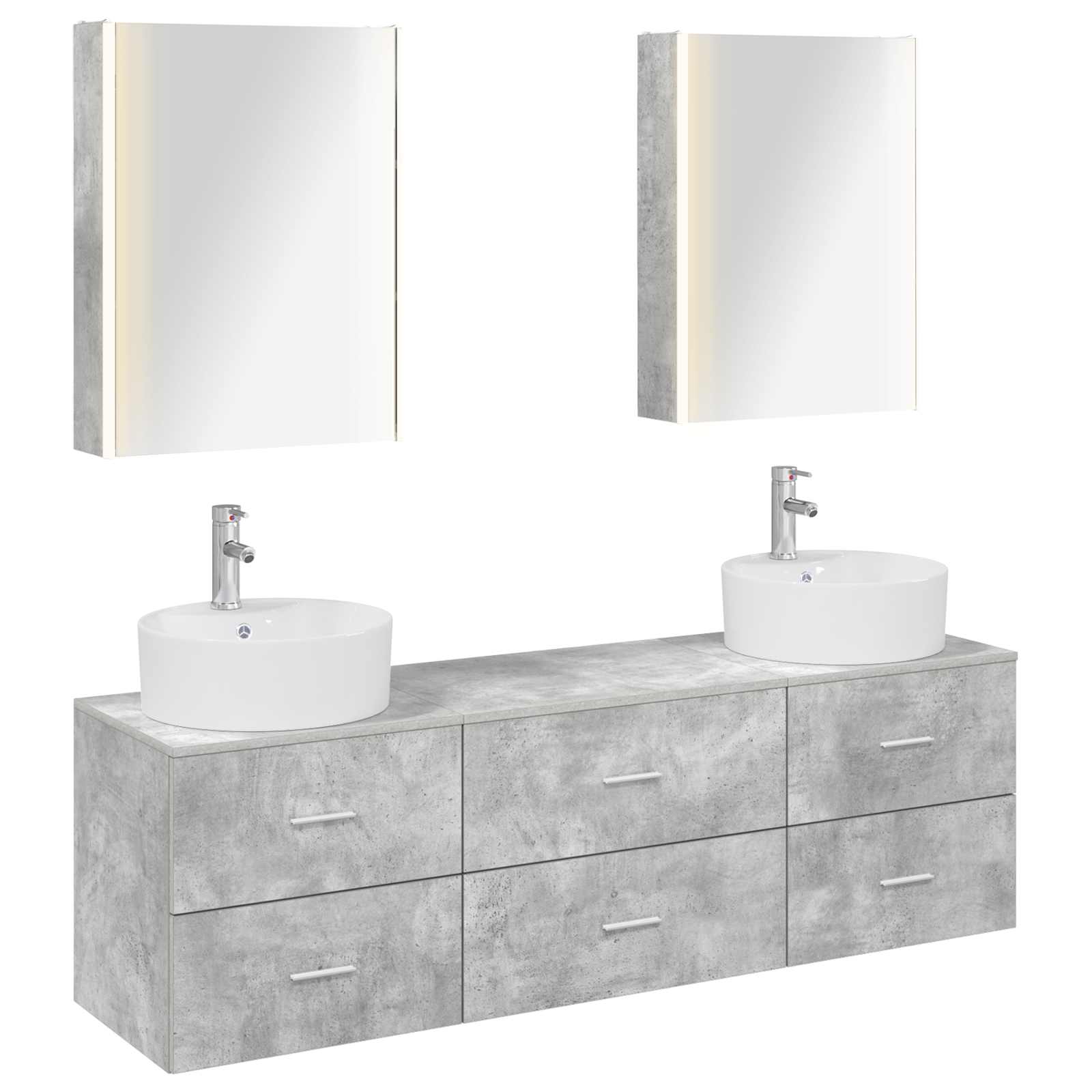vidaXL Bathroom Furniture Set 5 pcs Concrete Grey 2