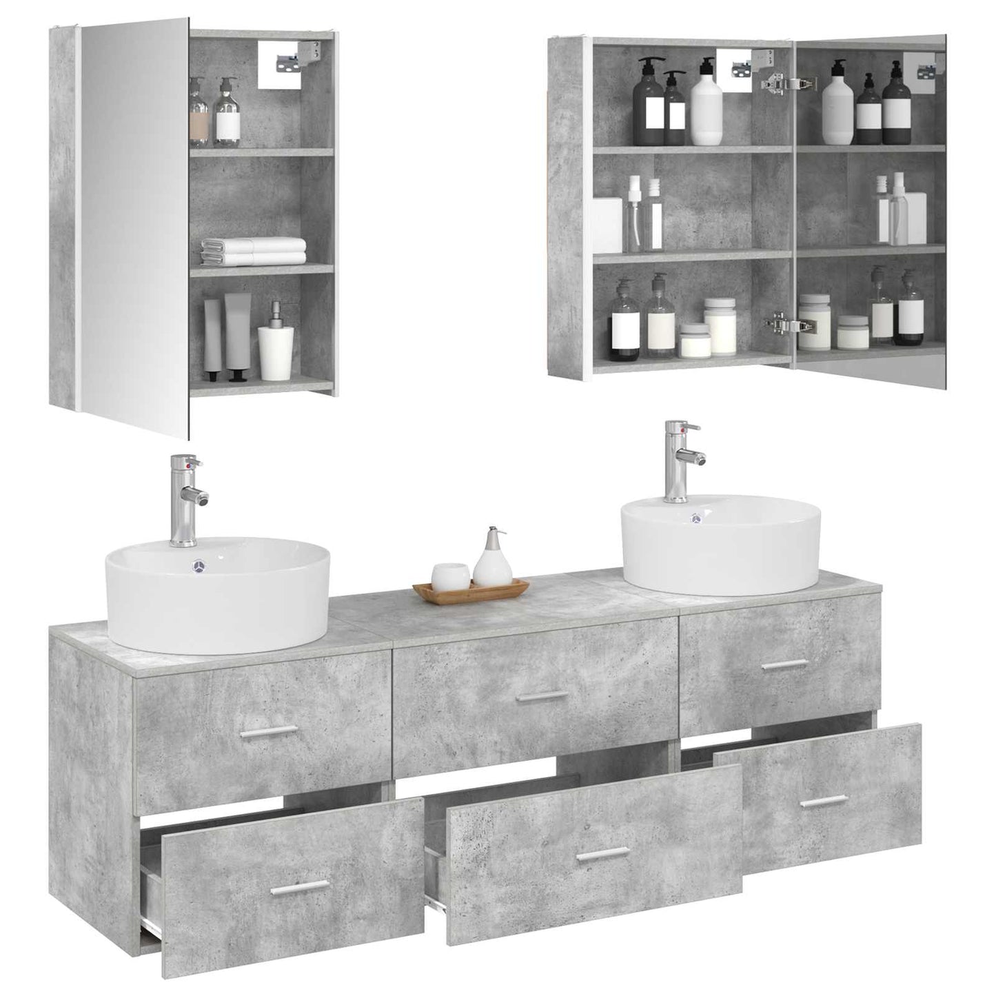 vidaXL Bathroom Furniture Set 5 pcs Concrete Grey 3