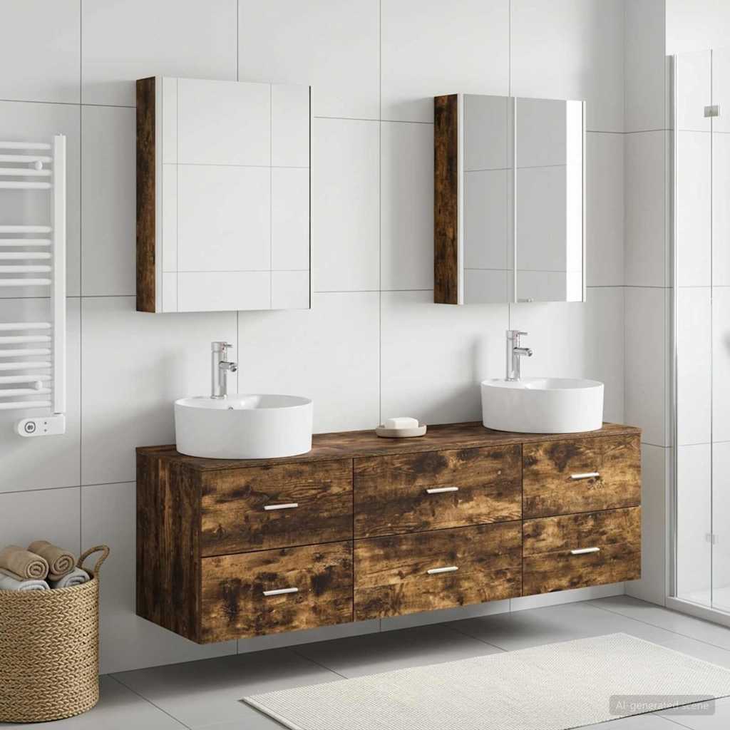 vidaXL Bathroom Furniture Set 5 pcs Smoked Oak 4