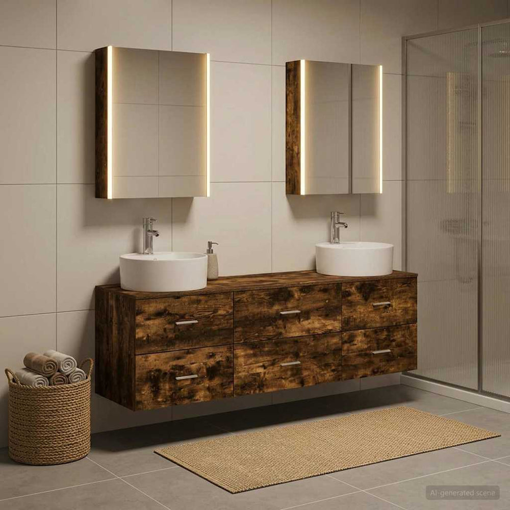 vidaXL Bathroom Furniture Set 5 pcs Smoked Oak