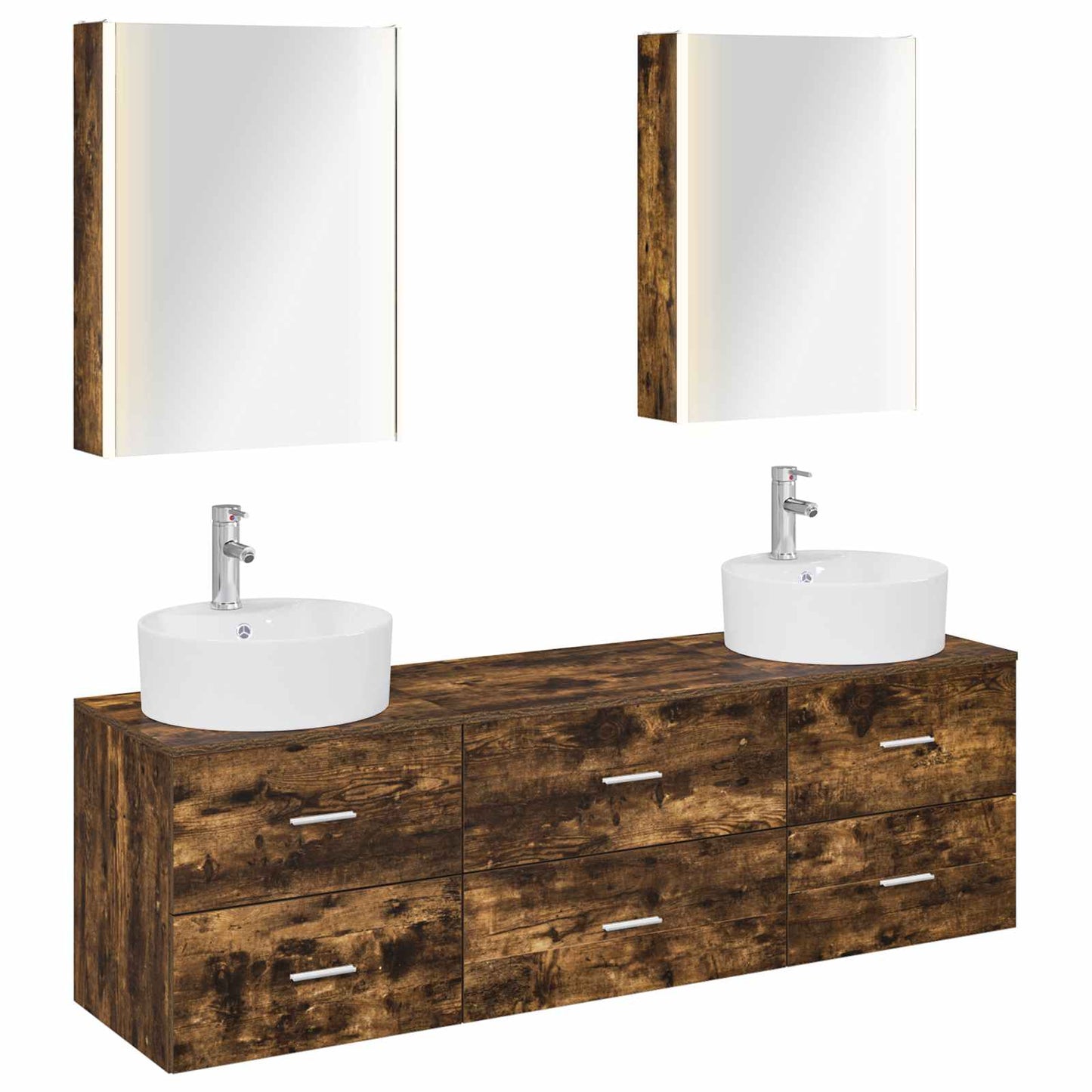 vidaXL Bathroom Furniture Set 5 pcs Smoked Oak 2