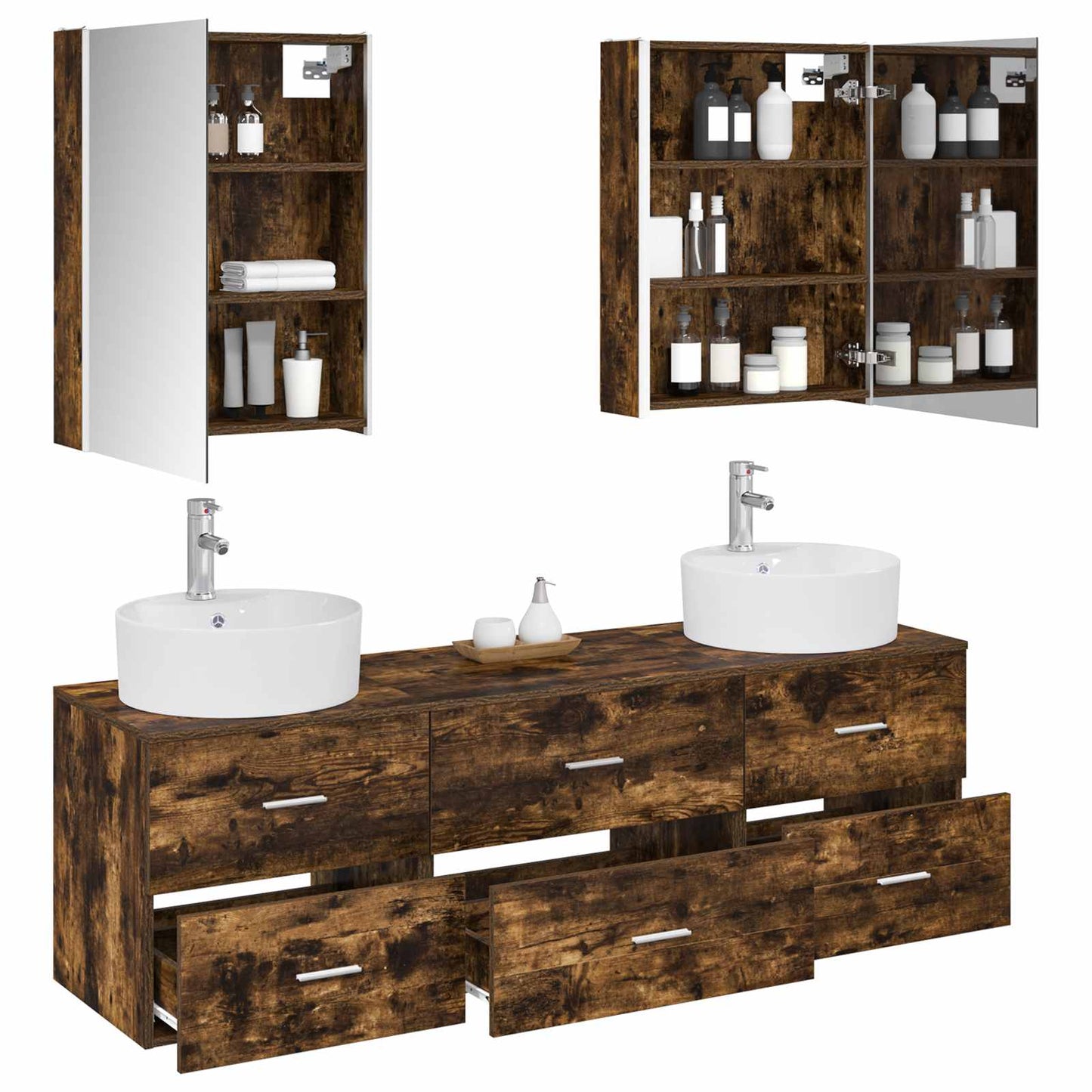 vidaXL Bathroom Furniture Set 5 pcs Smoked Oak 3