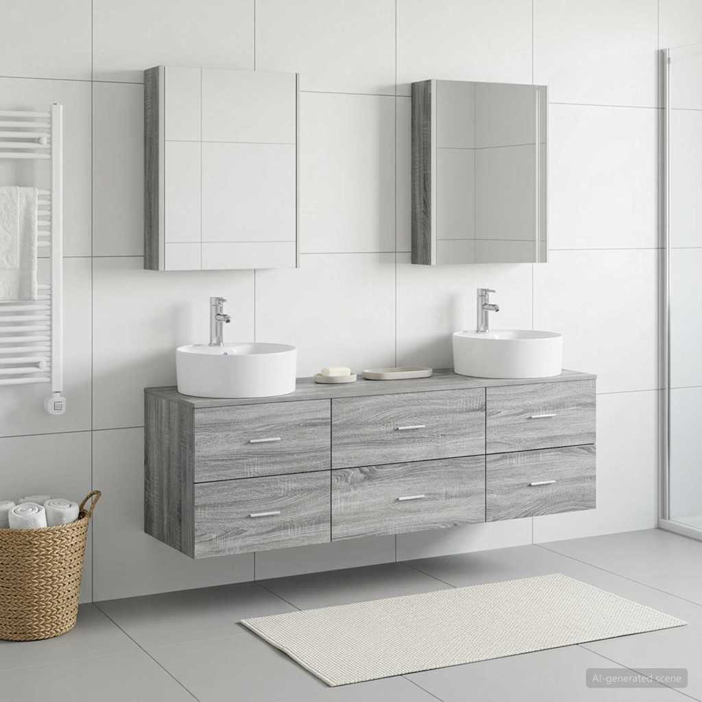 Bathroom Furniture Set 5 pcs 53 x 15.5 x 70 cm Grey sonoma