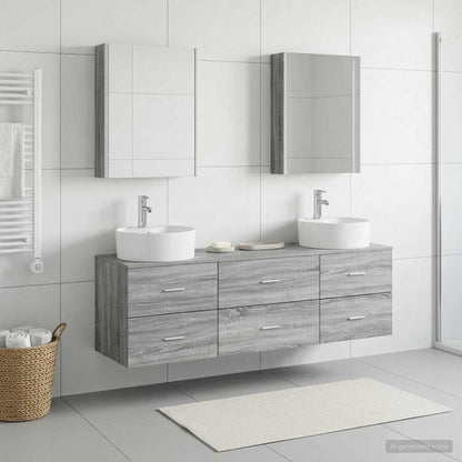Bathroom Furniture Set 5 pcs 53 x 15.5 x 70 cm Grey sonoma