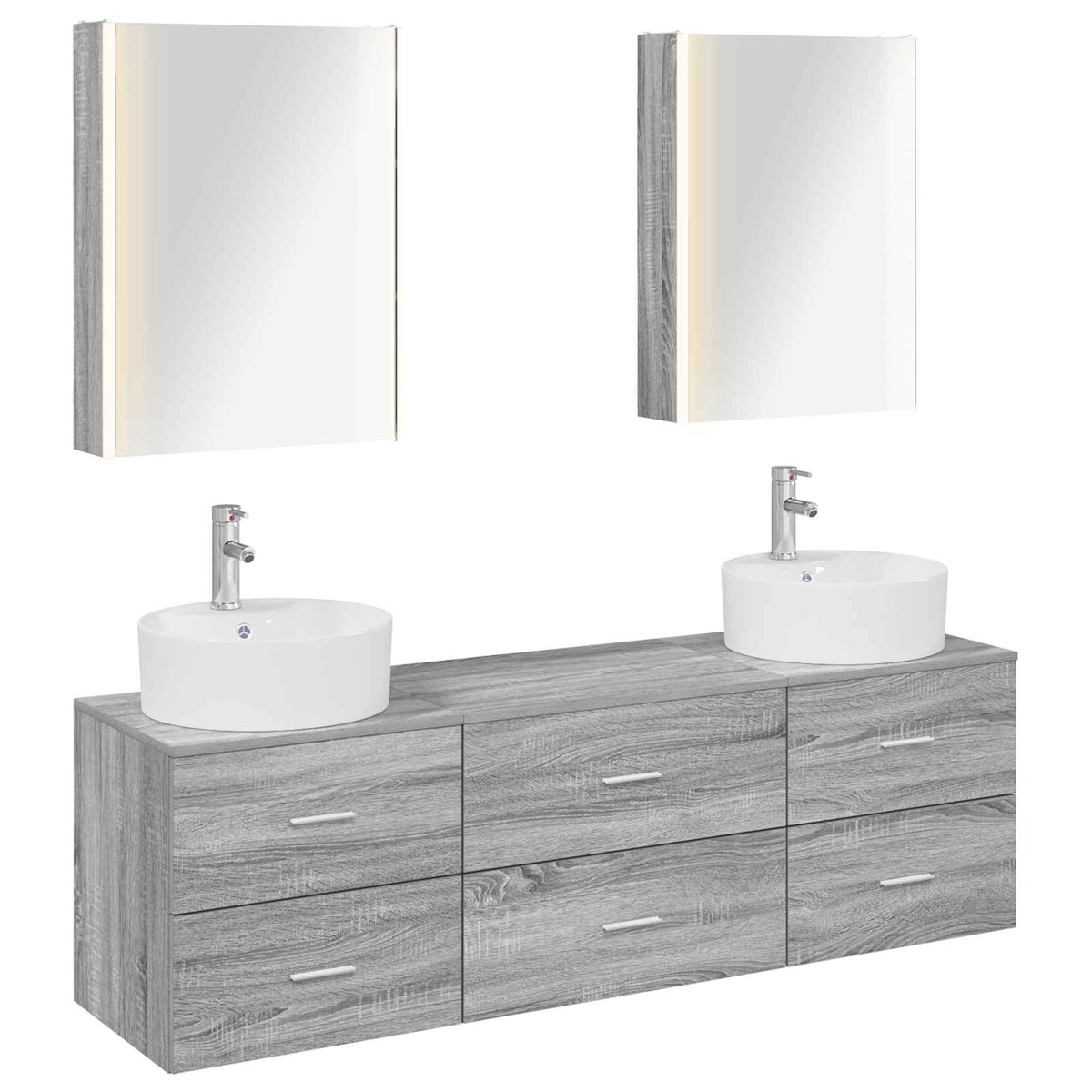 Bathroom Furniture Set 5 pcs 53 x 15.5 x 70 cm Grey sonoma