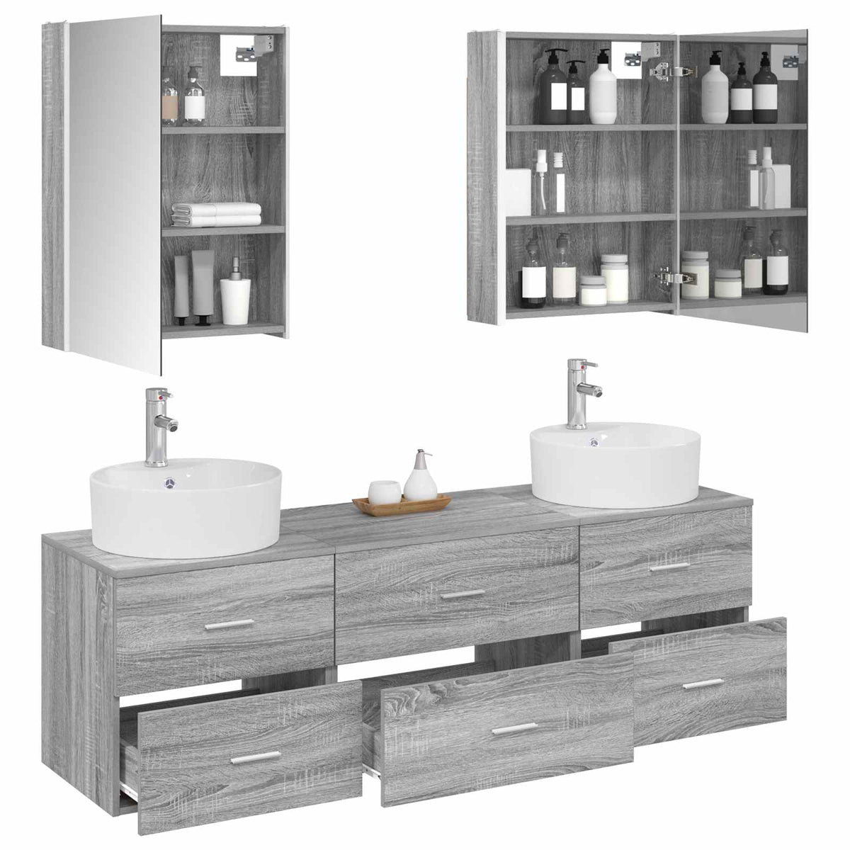 Bathroom Furniture Set 5 pcs 53 x 15.5 x 70 cm Grey sonoma