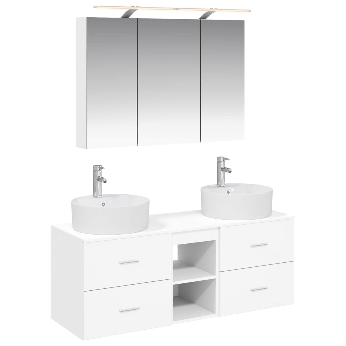 vidaXL Bathroom Furniture Set 4 pcs White Engineered Wood and Glass 2