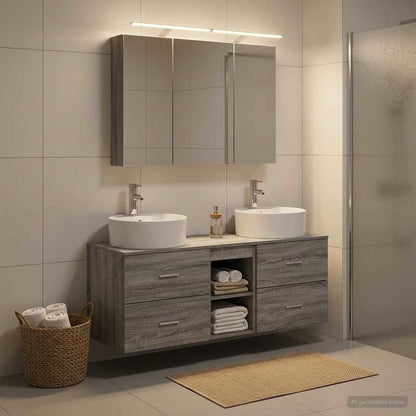 vidaXL Bathroom Furniture Set 4 pcs Grey Sonoma 1