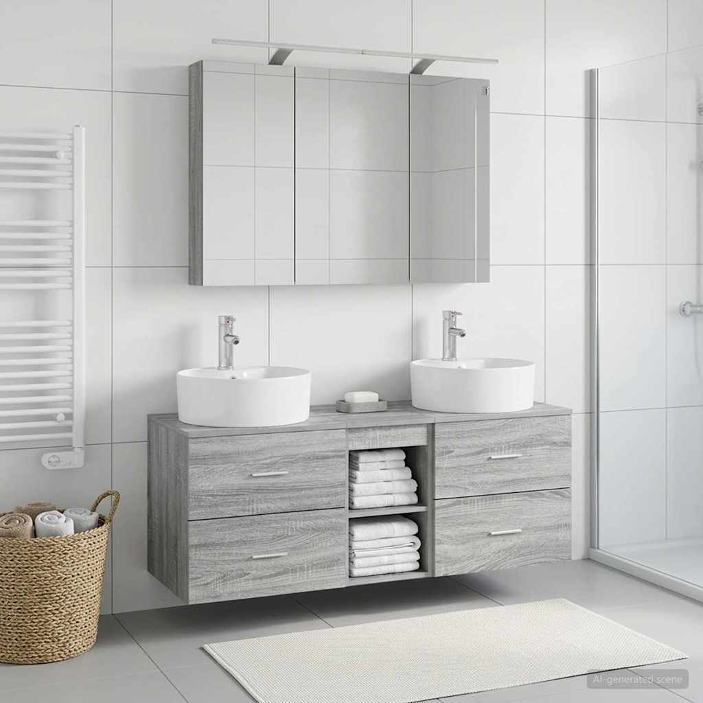 vidaXL Bathroom Furniture Set 4 pcs Grey Sonoma 4