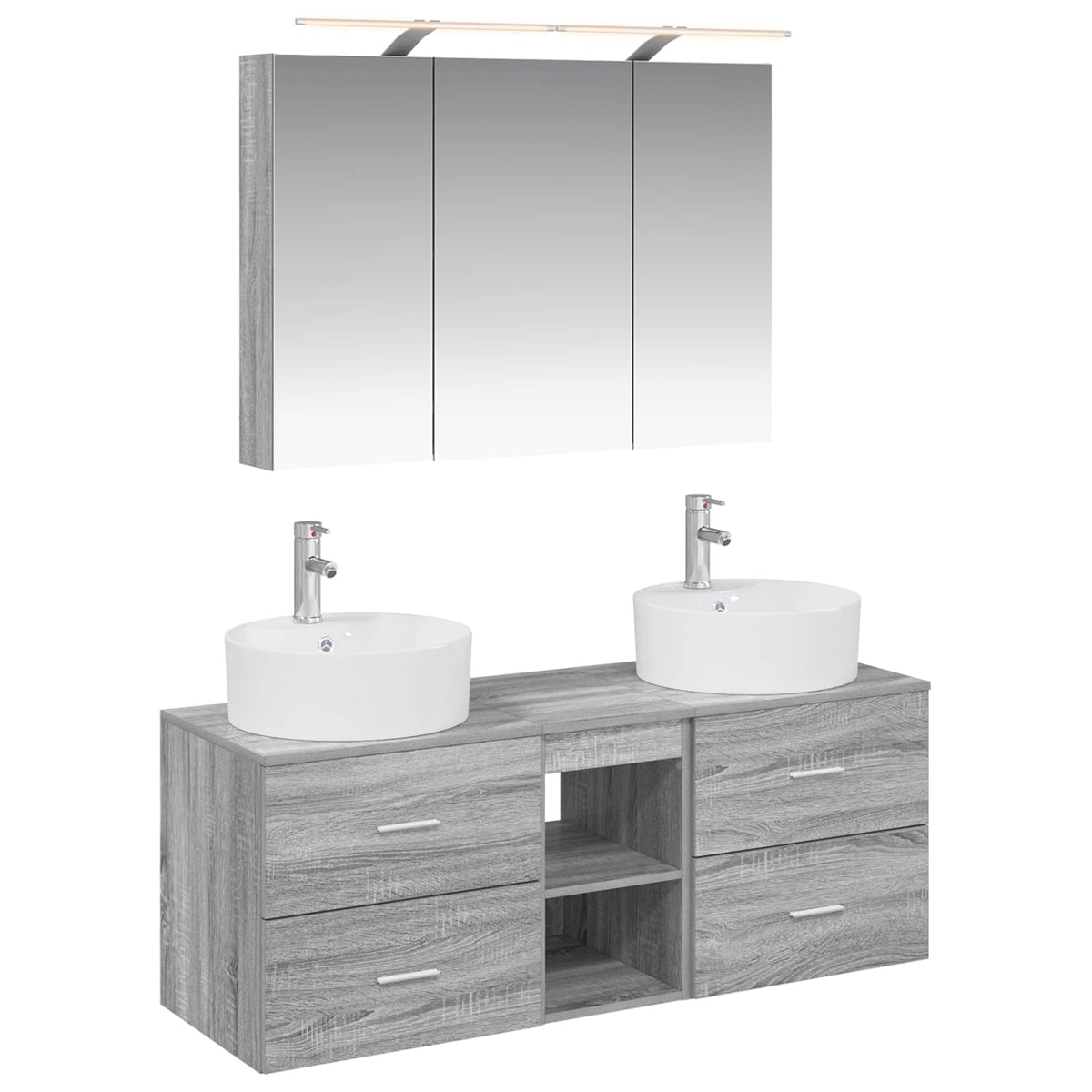 vidaXL Bathroom Furniture Set 4 pcs Grey Sonoma 2