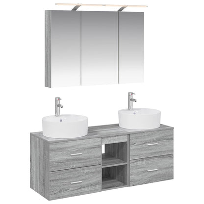 vidaXL Bathroom Furniture Set 4 pcs Grey Sonoma 2
