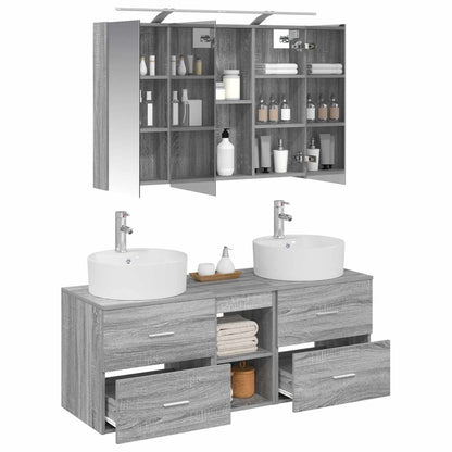 vidaXL Bathroom Furniture Set 4 pcs Grey Sonoma 3