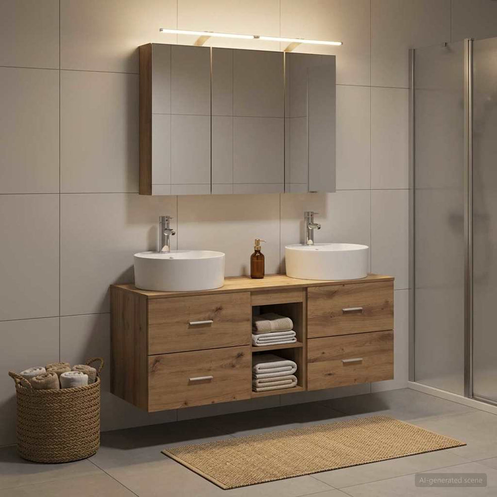 vidaXL Bathroom Furniture Set 4 pcs Artisan Oak